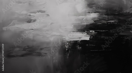 Black and White Abstract with Bold Textural Brushstrokes and Drama