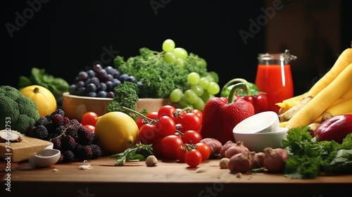 A colorful assortment of fresh produce on a table. Ideal for food and nutrition concepts
