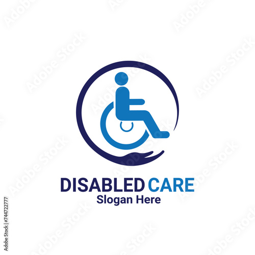 Disabled Care Logo Design Icon Illustration Isolated Vector Sign Symbol Element. Passionate Disability People Support International Day. Wheel Chair Logo Template.