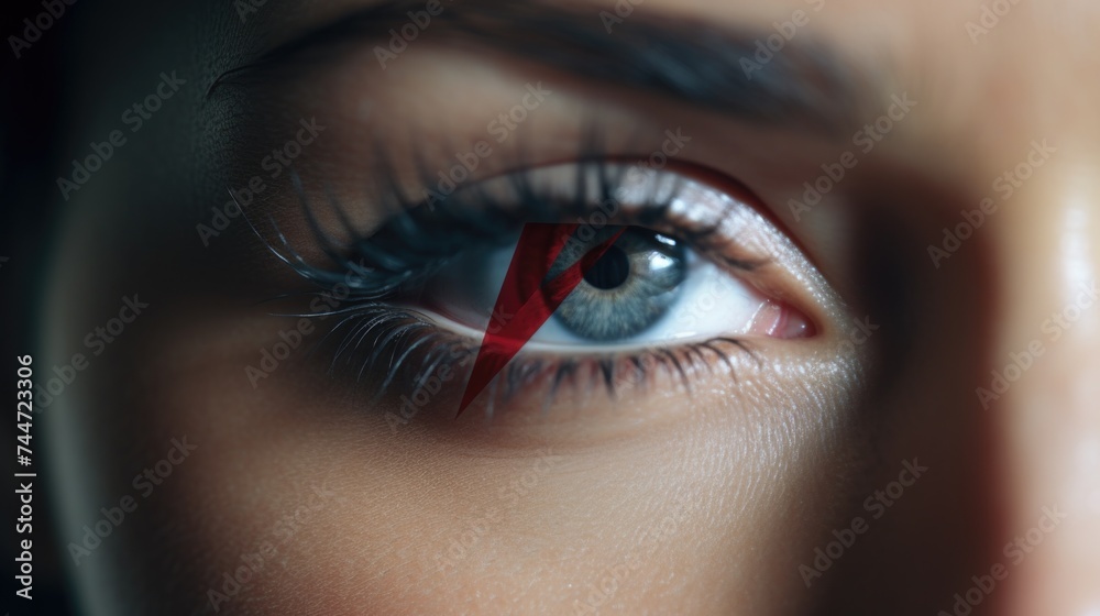 A close-up image of a person's eye with a pair of scissors. Suitable for medical and eye care concepts A close-up image of a person's eye with a pair of scissors. Suitable for medical and eye care concepts