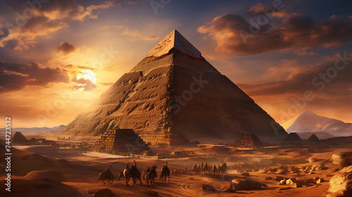 Dans l'Égypte antique, les pharaons régnaient sur des pyramides majestueuses, symboles de pouvoir et de mystère.