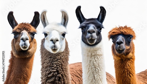 llama collection portrait standing animal bundle isolated on a white background as transparent png photo