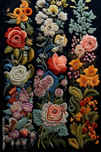 Close up of colorful flowers on a dark background. Perfect for floral designs