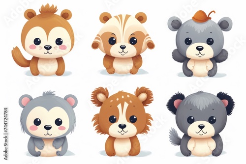 A set of four adorable cartoon animals. Perfect for children's illustrations and educational materials