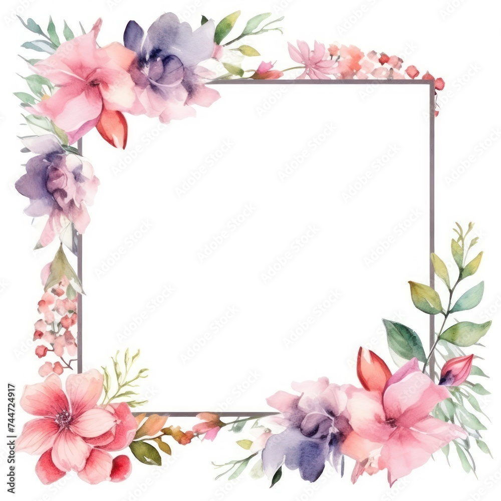 Fototapeta premium Spring Flower White Frame Mockup with Free Space for Text