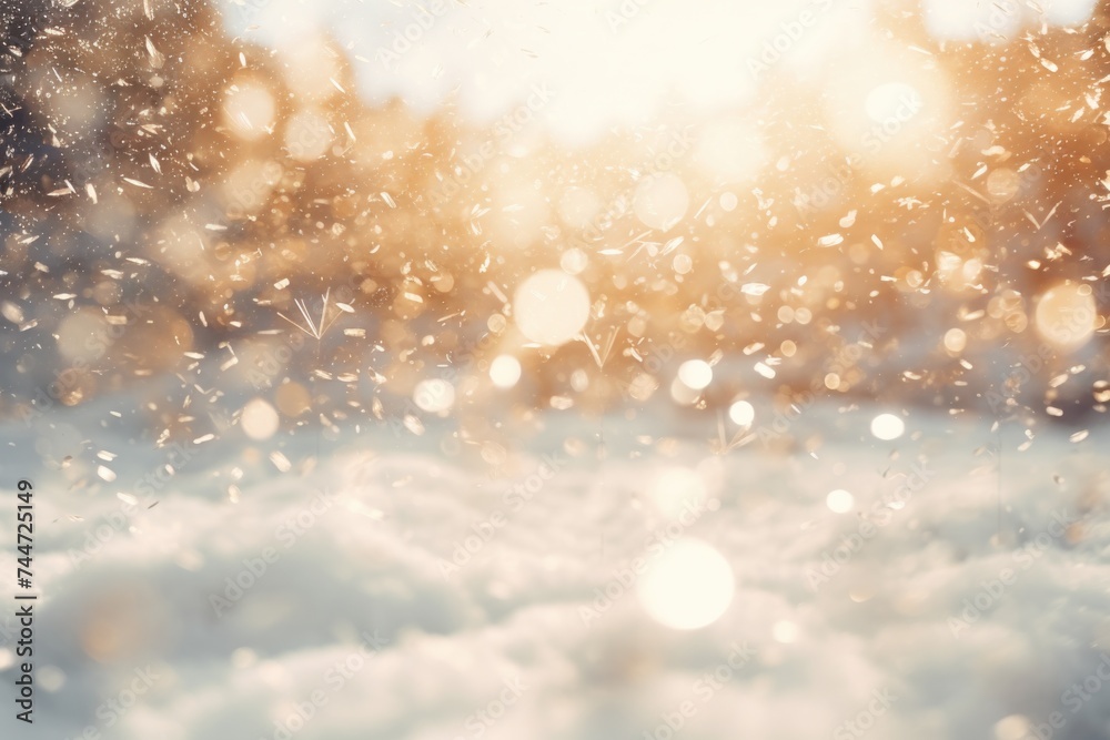 A snowy field with a winter landscape. Perfect for winter themes