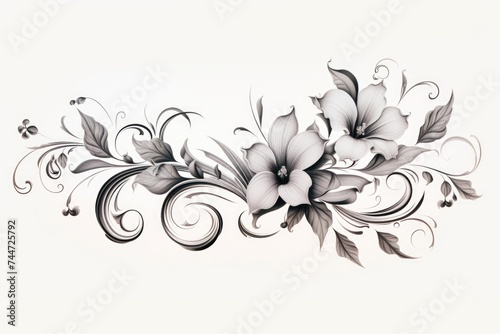 Simple black and white drawing of a flower  suitable for various design projects