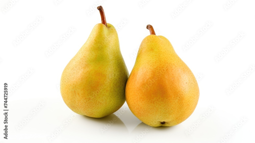 Two ripe pears on a clean white background. Perfect for food and healthy eating concepts Two ripe pears on a clean white background. Perfect for food and healthy eating concepts