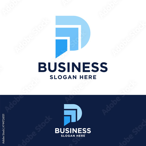 letter p arrow logo design vector illustration