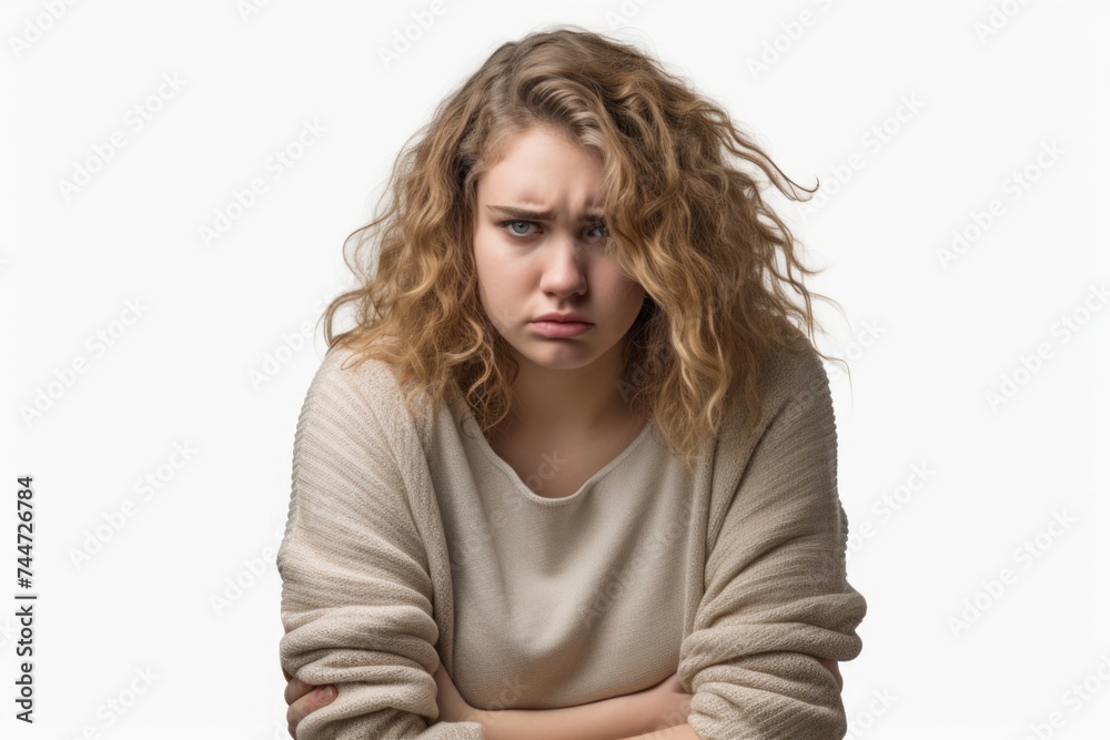 A woman with curly hair wearing a cozy sweater. Perfect for fashion or lifestyle blogs A woman with curly hair wearing a cozy sweater. Perfect for fashion or lifestyle blogs