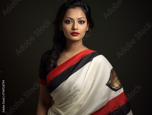 Modern Assamese Girl in Traditional Mekhela Chador A Tribute to Rich Heritage photo