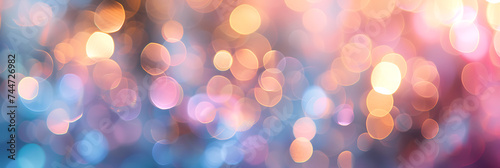 Abstract bokeh background with a mix of pastel colors, creating a whimsical and enchanting atmosphere.