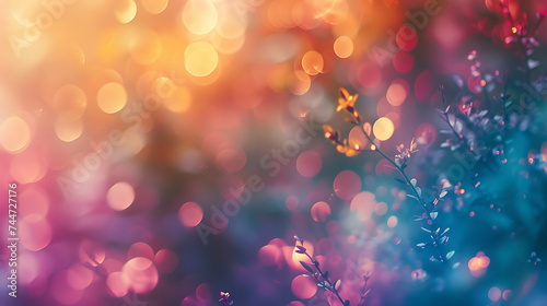 Abstract bokeh background with a mix of pastel colors  creating a whimsical and enchanting atmosphere.