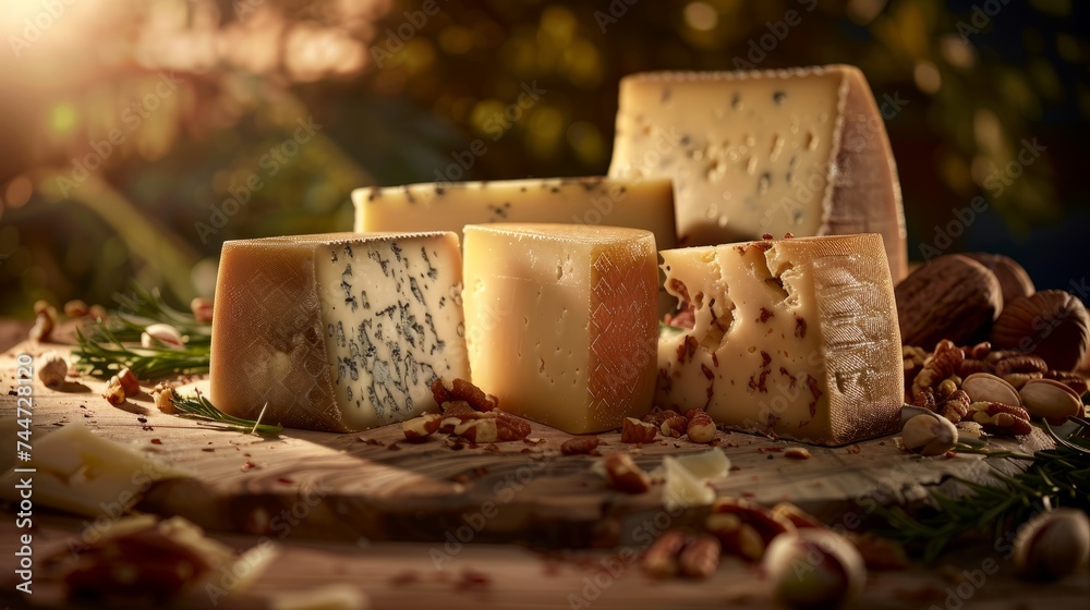 Artisan Cheese Assortment with Nuts, Elegant Food Styling