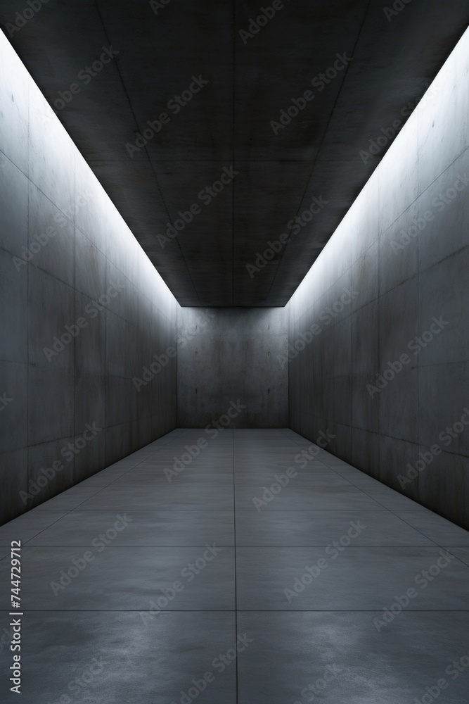 An empty room with concrete walls and floor. Suitable for industrial or minimalist concepts