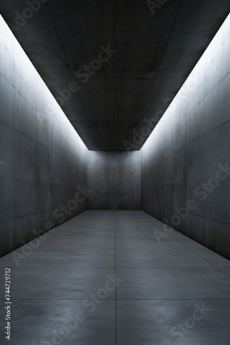 An empty room with concrete walls and floor. Suitable for industrial or minimalist concepts