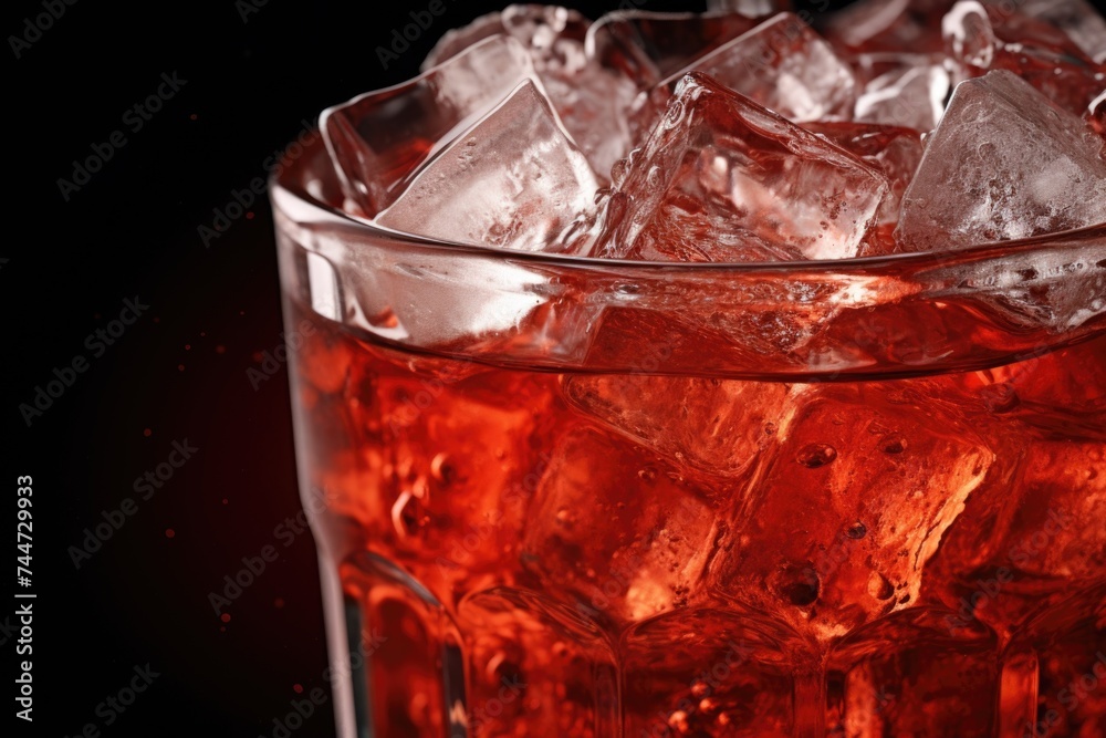 A glass filled with ice cubes on a table, perfect for summer refreshment concepts A glass filled with ice cubes on a table, perfect for summer refreshment concepts