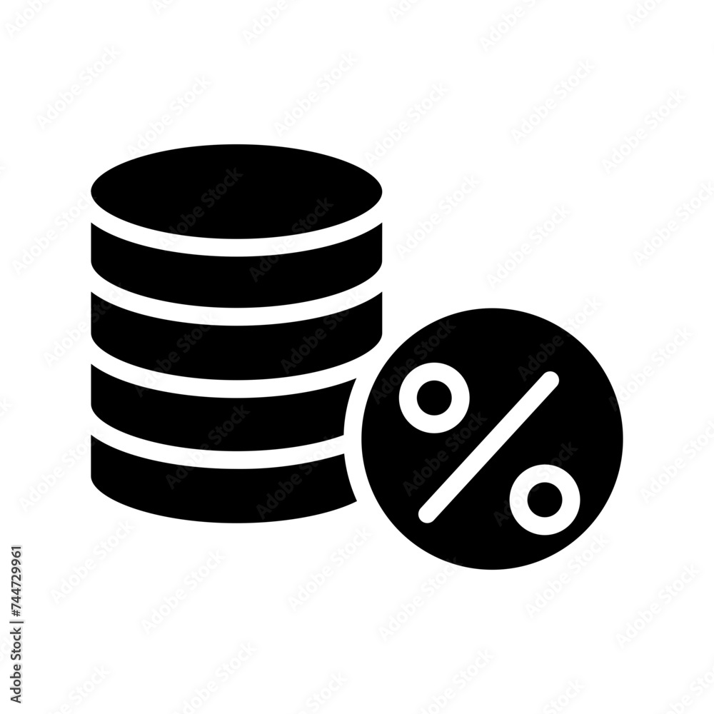 Percent Interest Money Glyph Icon