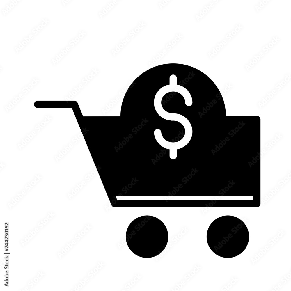 Bag Cart Dollar Glyph Icon