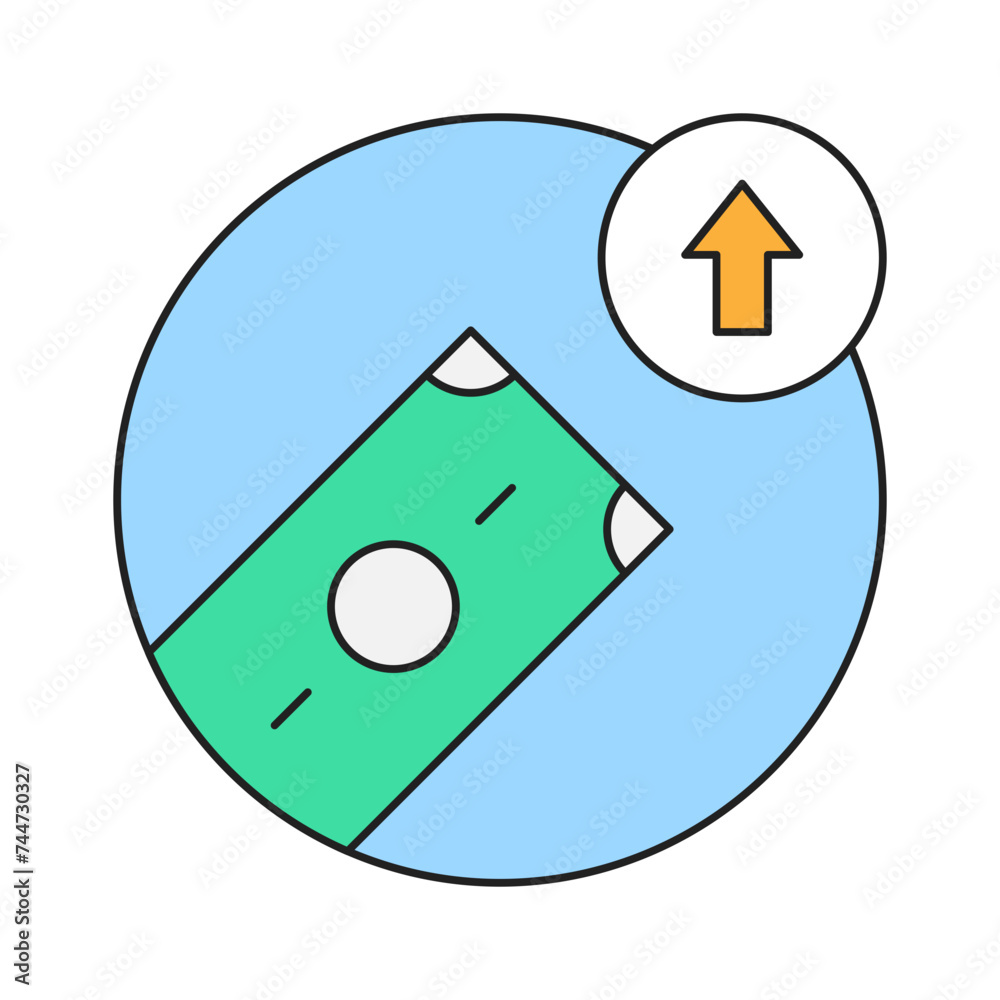 Simple illustration of money deposit with an arrow up symbol. Best for business use, empty state illustrations, infographics, etc