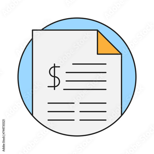 Simple illustration of invoice bill with dollar symbol. Best for business use, empty state illustrations, infographics, etc