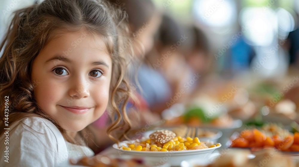 Smiling child enjoying healthy meal