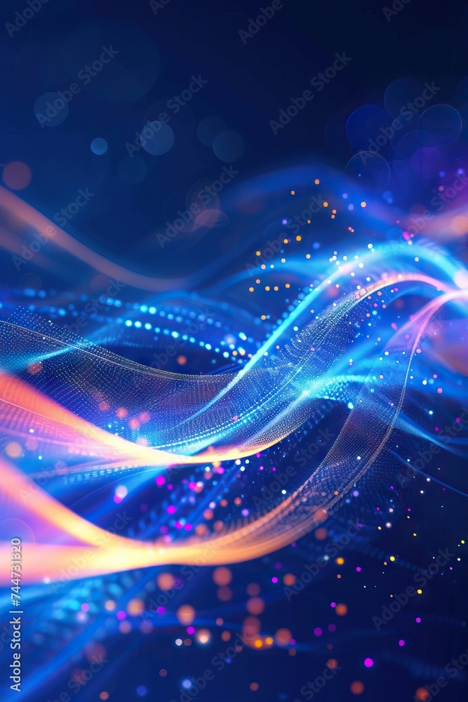 Fototapeta premium Abstract glowing particles wave background