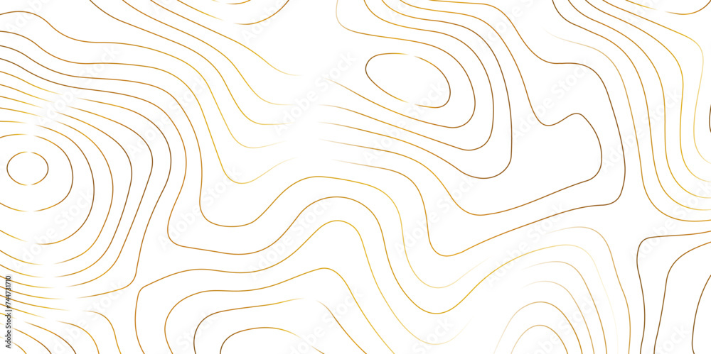 Abstract pattern with lines Topographic map. Geographic mountain relief . Modern design with white background golden line wavy pattern design. Background for desktop, topology, digital art .