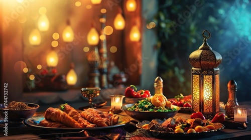 Festive ramadan iftar table setting