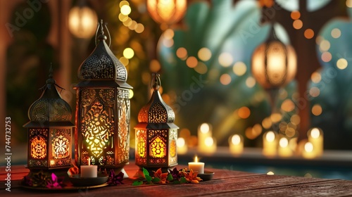 Enchanting ramadan lanterns at dusk