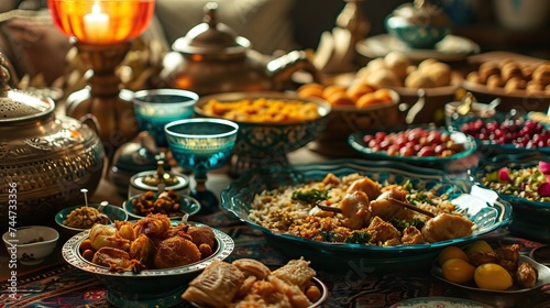 Traditional middle eastern feast table