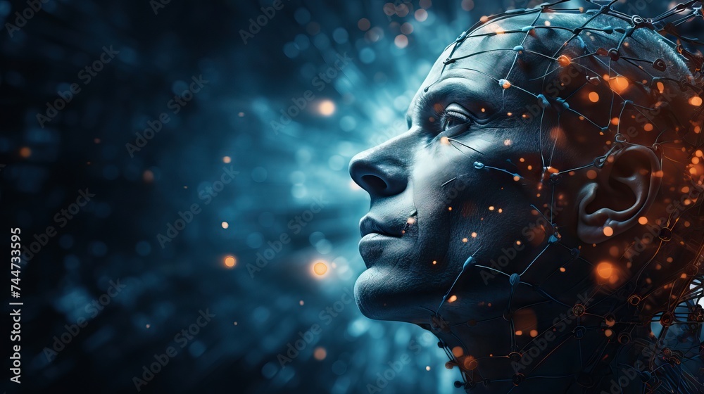 Digital human concept: futuristic interface and connectivity Digital human concept: futuristic interface and connectivity