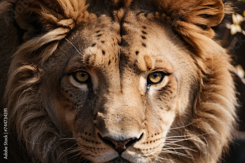 Lion face close up