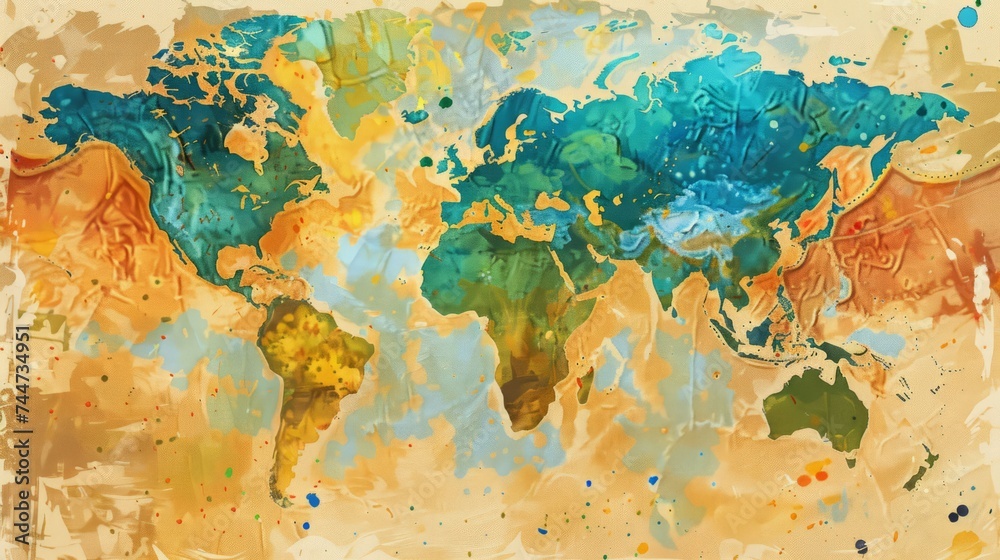  vibrant global illustration: explore the world with this colorful map - perfect for educational materials, travel blogs, and infographics
