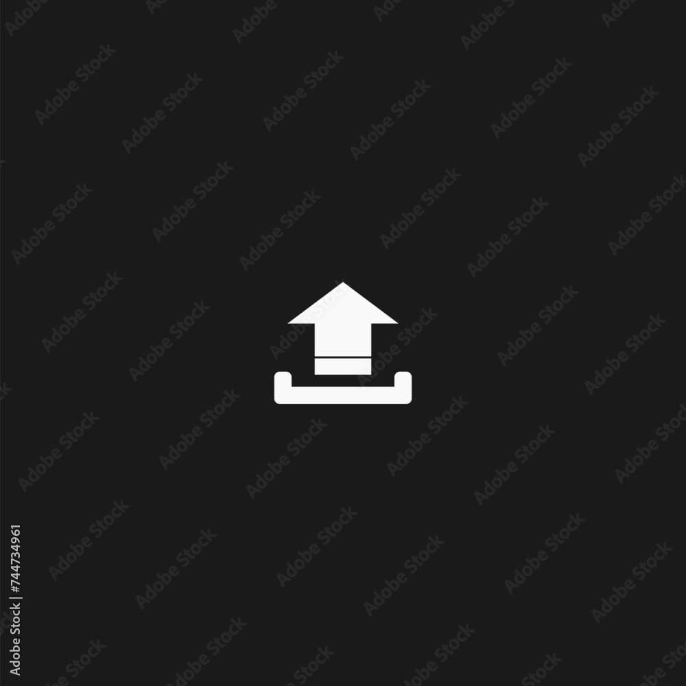 Upload icon. Upload icon sign isolated on black background Upload icon. Upload icon sign isolated on black background
