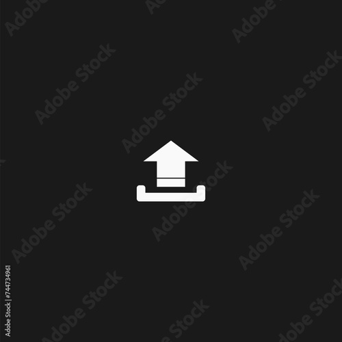 Upload icon. Upload icon sign isolated on black background