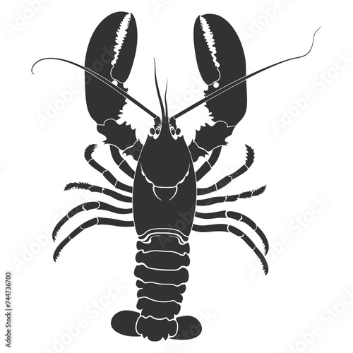 Silhouette lobster black color only full body 