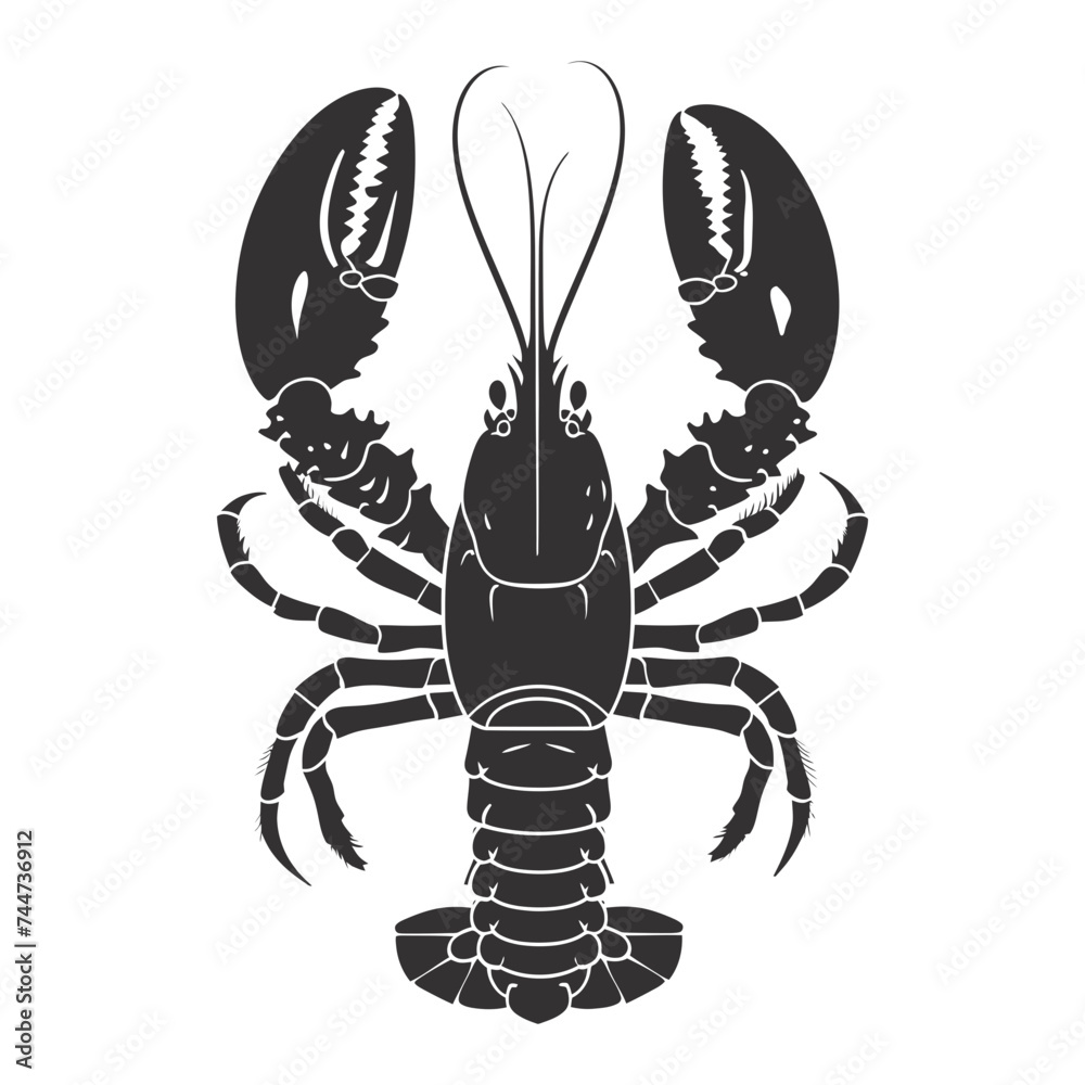 Silhouette lobster black color only full body Silhouette lobster black color only full body