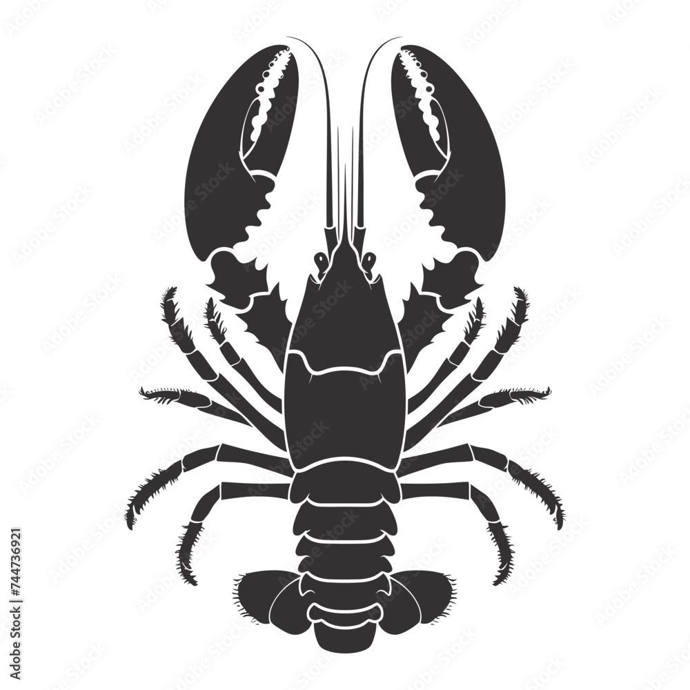 Silhouette lobster black color only full body Silhouette lobster black color only full body