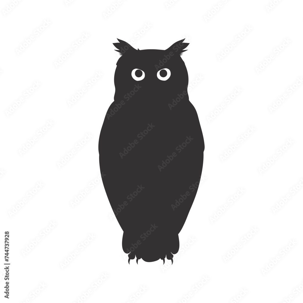 Fototapeta premium Silhouette owl animal black color only full body 