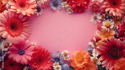 international Mather's Day background made of flowers with free space