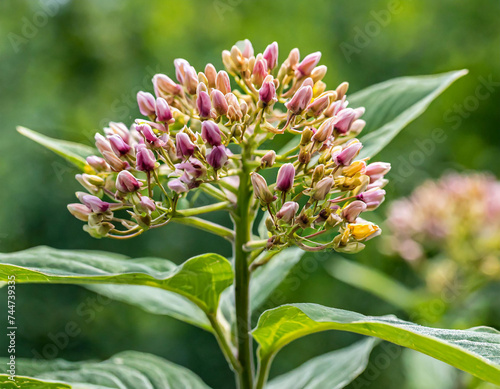 Common Milkweed (Asclepias syriaca ) Whole plant with flowers. In the northeast and midwest, it is among the most important food plants for monarch caterpillars (Danaus plexippus). photo