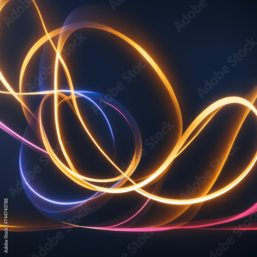 Abstract neon and golden light background, 8k