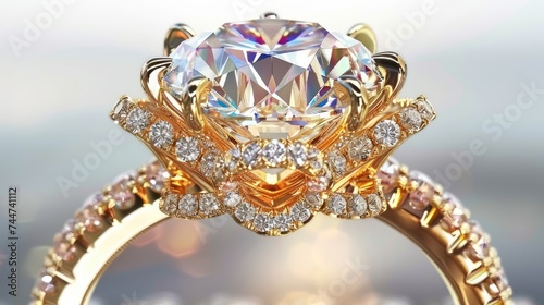 Close Up of a Diamond Ring on a Table