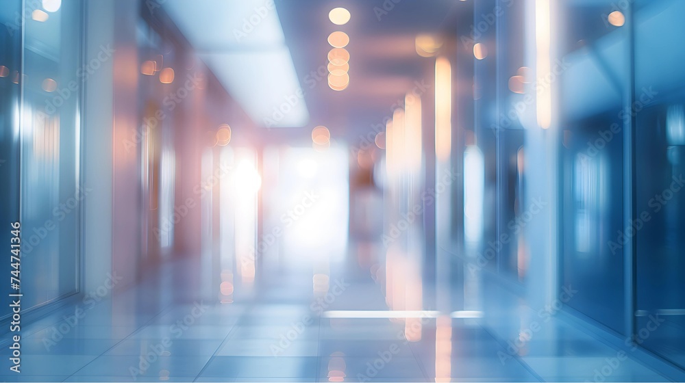 Fototapeta premium Blurred image of corridor and bokeh background. ,business concept