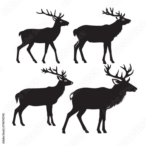 Deer silhouettes vector illustration. with fully editable 