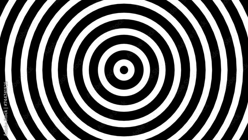 Modern horizontal motion graphic background with black and white gradient with looped, thick and concentric circular shapes Modern horizontal motion graphic background with black and white gradient with looped, thick and concentric circular shapes