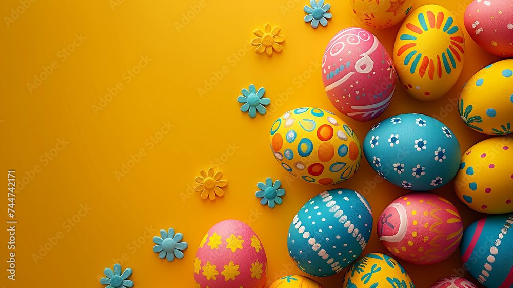 focus on colorful easter eggs on background focus on colorful easter eggs on background