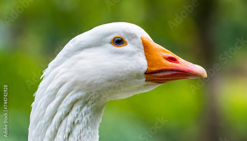 White Sebastopol goose. This domestic geese cannot fly due to the curliness of their feathers