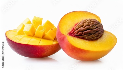 mango peach half isolated on white background as package design element
